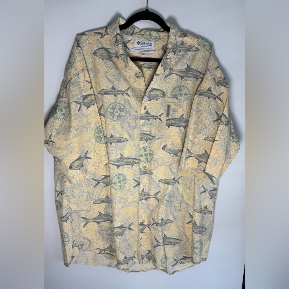 Vintage Columbia fish print button down shirt • Men’s XXL - Picture 1 of 6